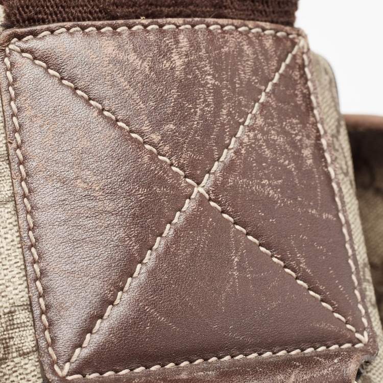 Pre Owned Gucci Beige/Brown GG Supreme Canvas and Leather Diaper Messenger Bag
