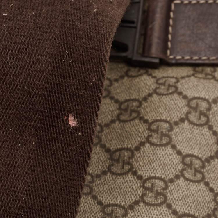 Pre Owned Gucci Beige/Brown GG Supreme Canvas and Leather Diaper Messenger Bag
