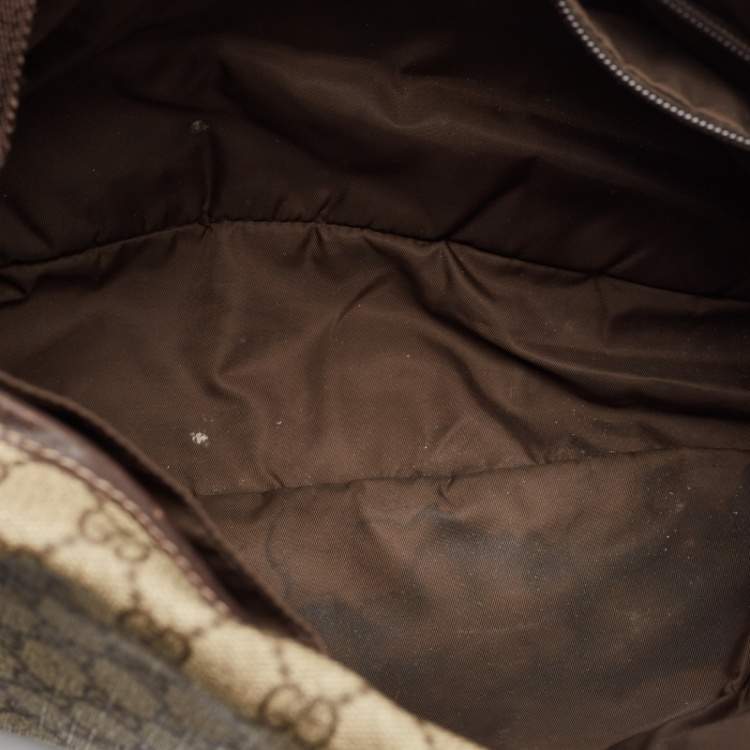 Pre Owned Gucci Beige/Brown GG Supreme Canvas and Leather Diaper Messenger Bag