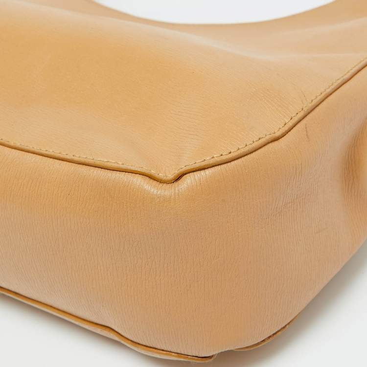 مملوكة مسبقًا Gucci Beige Leather Bamboo Handle Hobo