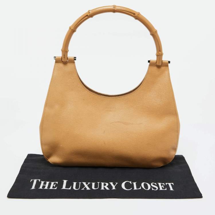 مملوكة مسبقًا Gucci Beige Leather Bamboo Handle Hobo