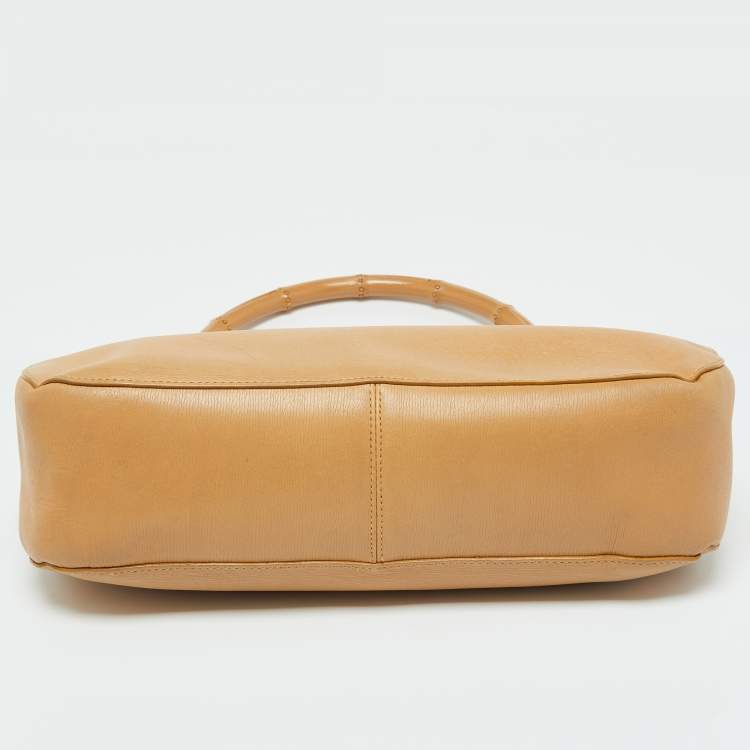 مملوكة مسبقًا Gucci Beige Leather Bamboo Handle Hobo