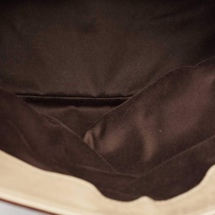 Pre Owned Gucci Beige Canvas Leather Tote