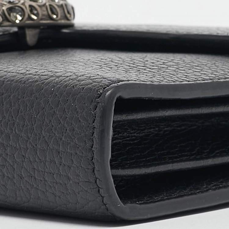 Pre Owned Gucci Black Leather Leather Dionysus Wallet On Chain