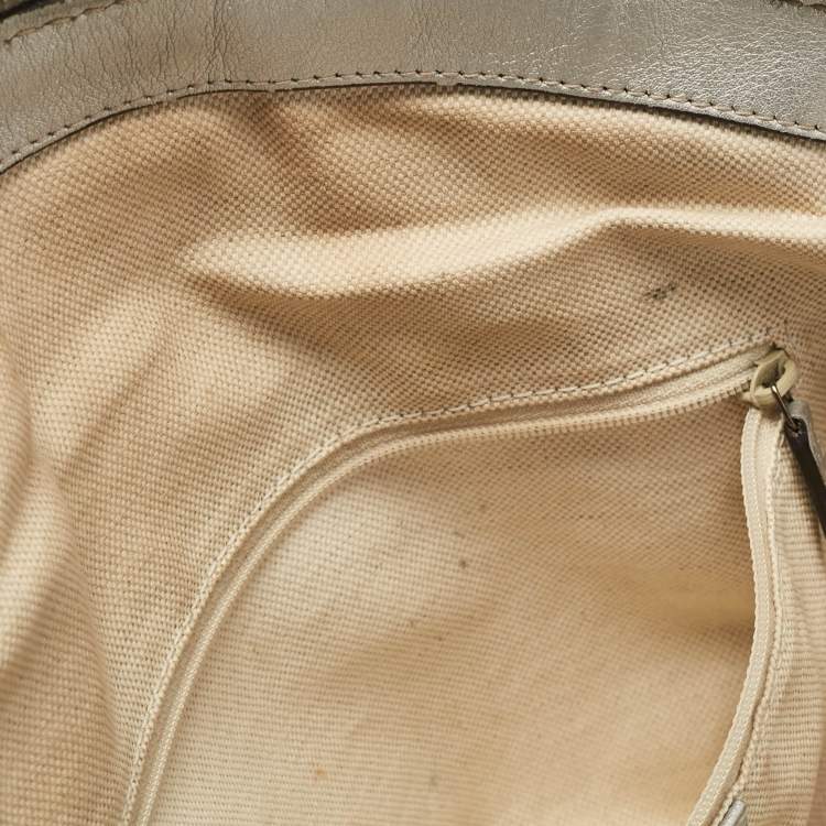Pre Owned Gucci Silver Guccissima Leather Sukey Satchel