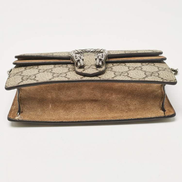 Pre Owned Gucci Beige Coated Canvas and Suede Super Mini Dionysus Crossbody Bag