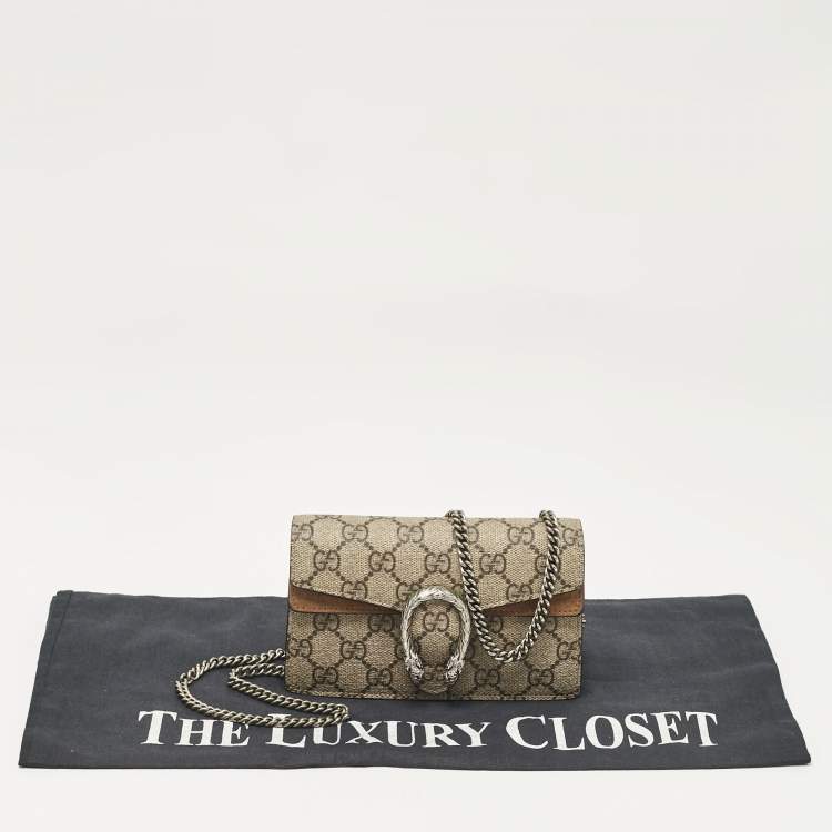 Pre Owned Gucci Beige Coated Canvas and Suede Super Mini Dionysus Crossbody Bag