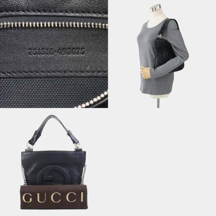 Pre Owned Gucci Black Leather Blondie Small Tote Bag