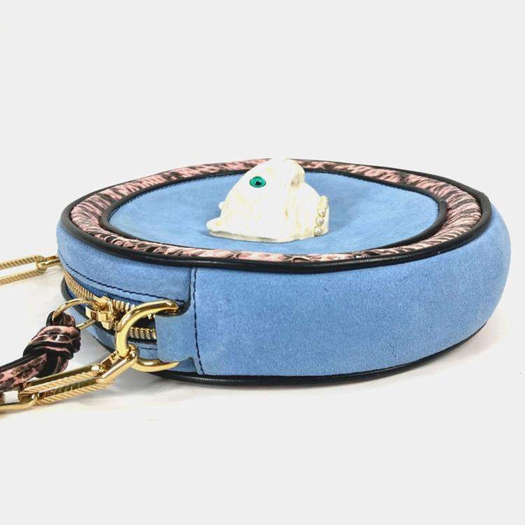 Pre Owned Gucci blue Round Pochette Crossbody Chain Bag