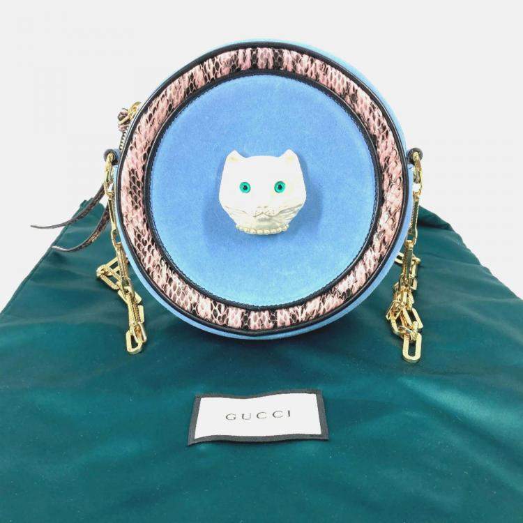 Pre Owned Gucci blue Round Pochette Crossbody Chain Bag