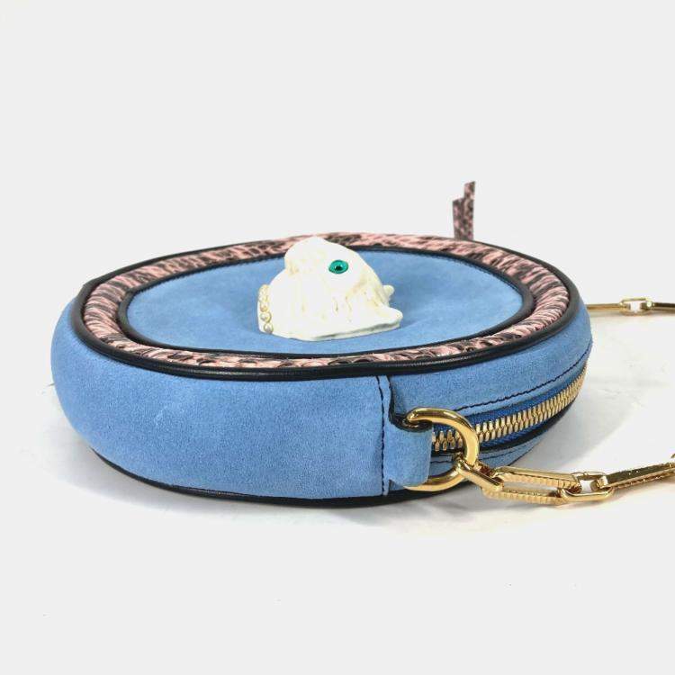 Pre Owned Gucci blue Round Pochette Crossbody Chain Bag