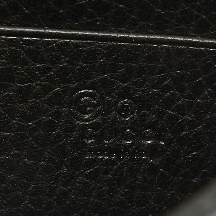 Pre Owned Gucci Black Leather Leather Interlocking G Wallet On Chain