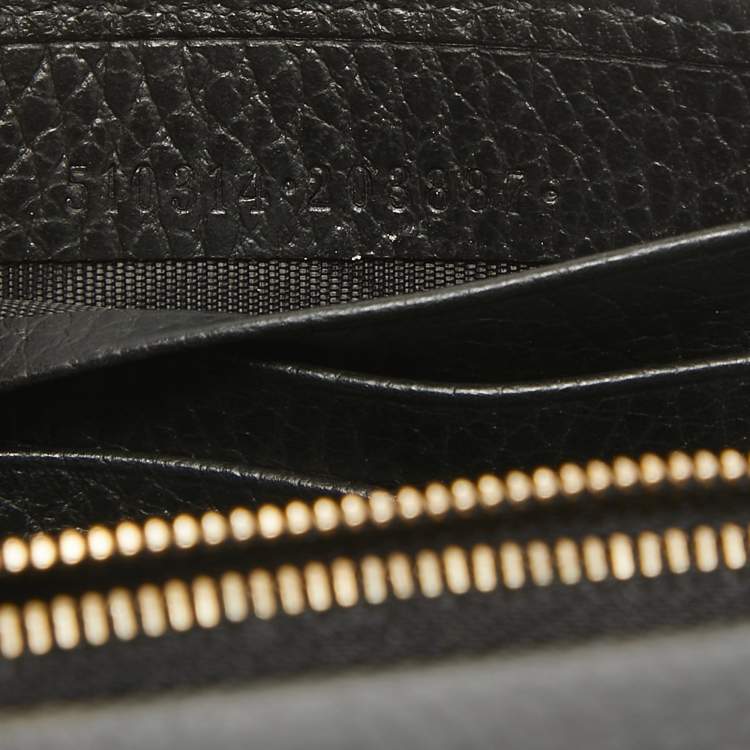 Pre Owned Gucci Black Leather Leather Interlocking G Wallet On Chain