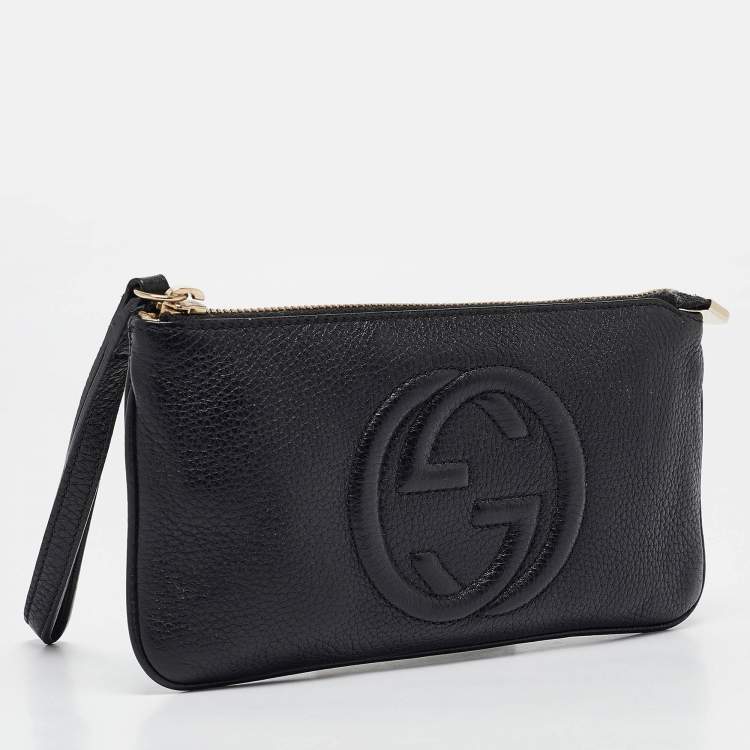 مملوكة مسبقًا Gucci Black Leather Soho Wristlet Clutch