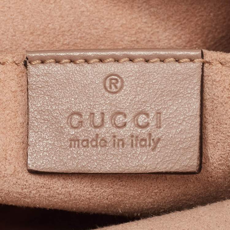 Pre Owned Gucci Dusty Pink Leather GG Marmont Mini Shoulder Bag