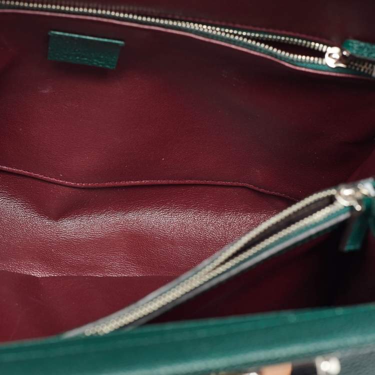 مملوكة مسبقًا Gucci Green Zumi Leather Medium Top Handle Bag