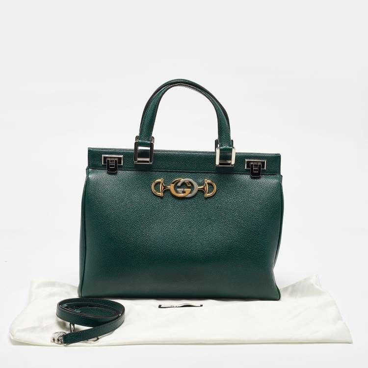 مملوكة مسبقًا Gucci Green Zumi Leather Medium Top Handle Bag