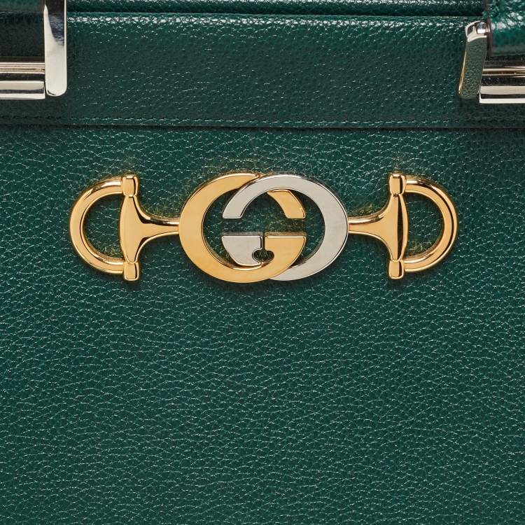 مملوكة مسبقًا Gucci Green Zumi Leather Medium Top Handle Bag