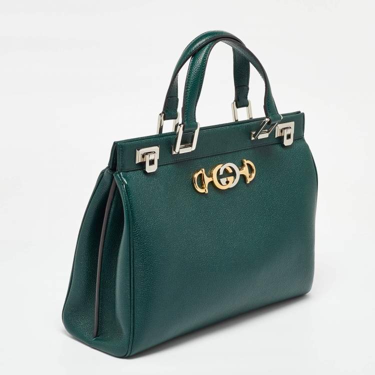 مملوكة مسبقًا Gucci Green Zumi Leather Medium Top Handle Bag