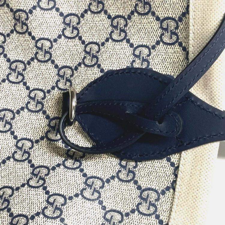 Pre Owned Gucci Beige x Black Dark Navy Tote Bag
