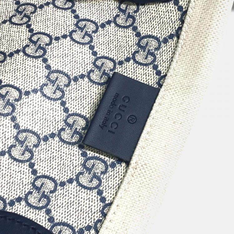 Pre Owned Gucci Beige x Black Dark Navy Tote Bag
