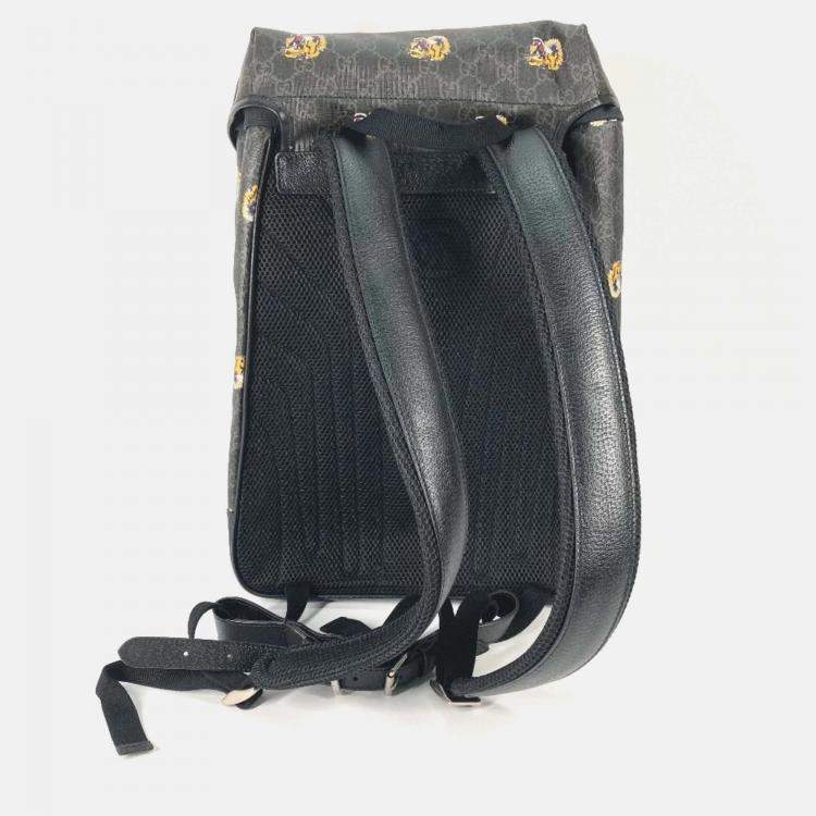 Pre Owned Gucci Black Interlocking G Tiger Backpack