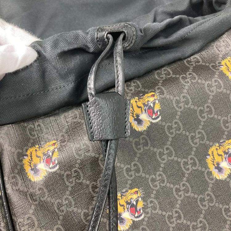 Pre Owned Gucci Black Interlocking G Tiger Backpack