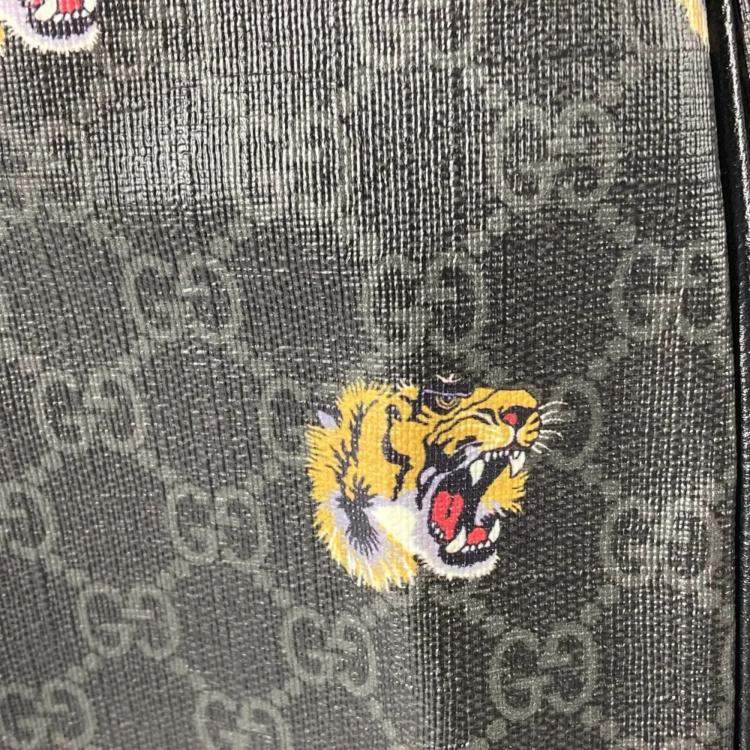 Pre Owned Gucci Black Interlocking G Tiger Backpack