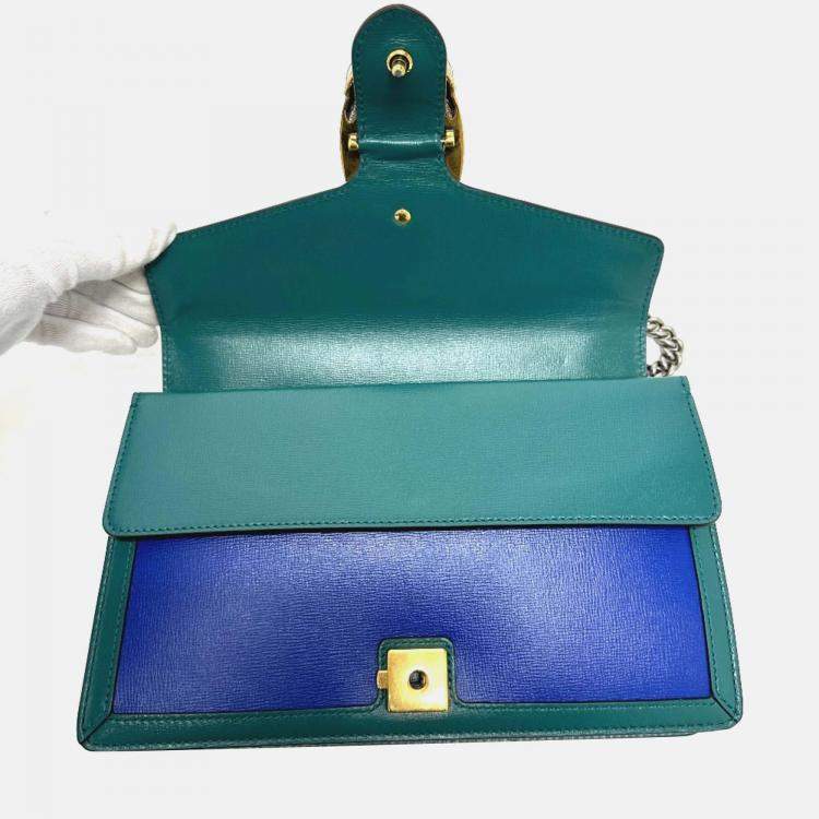 Pre Owned Gucci blue Green Bicolor Chain shoulder bag