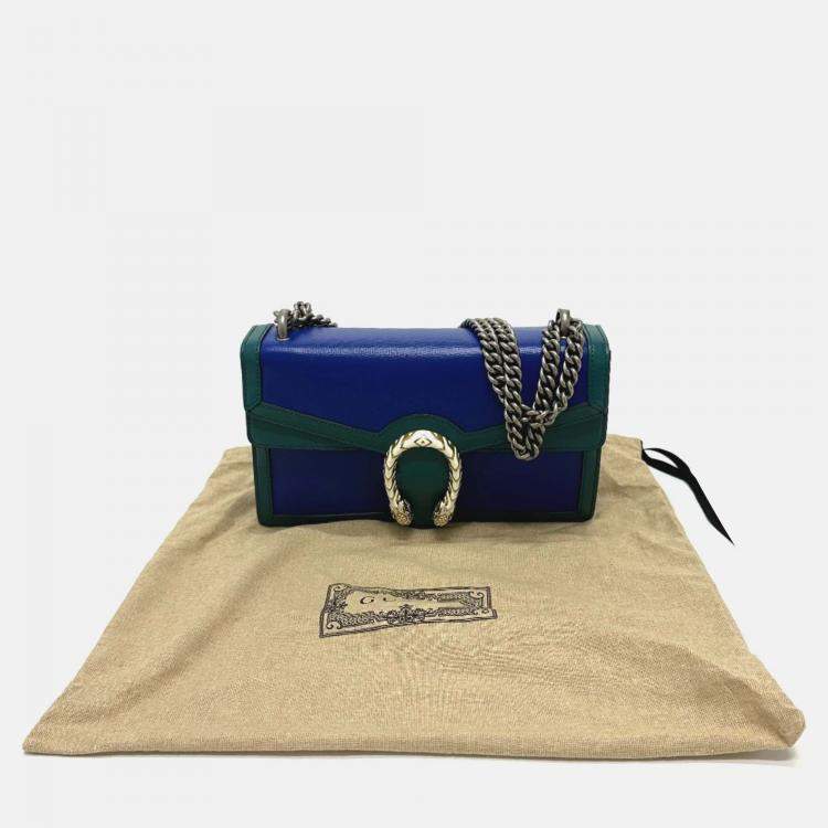 Pre Owned Gucci blue Green Bicolor Chain shoulder bag
