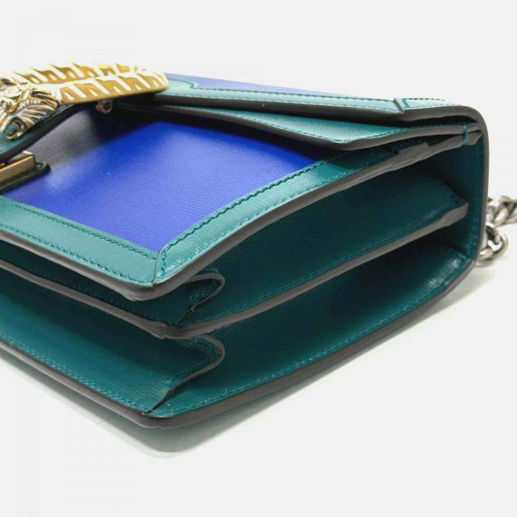 Pre Owned Gucci blue Green Bicolor Chain shoulder bag