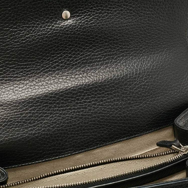 Pre Owned Gucci Black Leather Medium Dionysus Bamboo Top Handle Bag