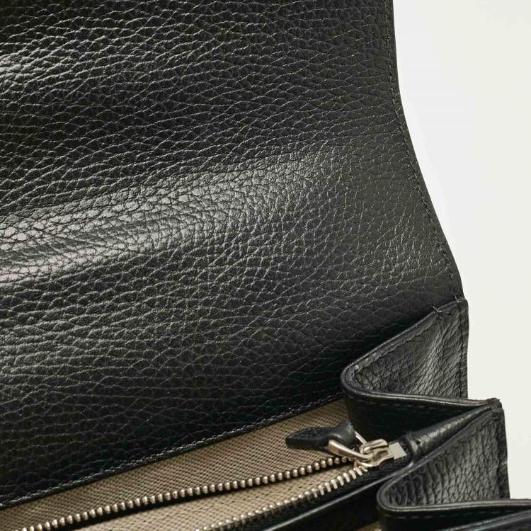 Pre Owned Gucci Black Leather Medium Dionysus Bamboo Top Handle Bag