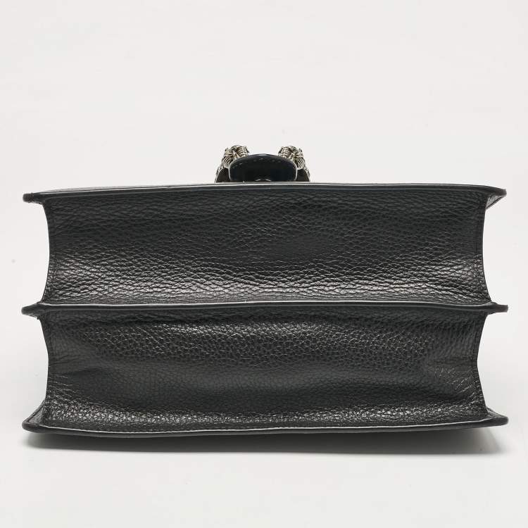 Pre Owned Gucci Black Leather Medium Dionysus Bamboo Top Handle Bag