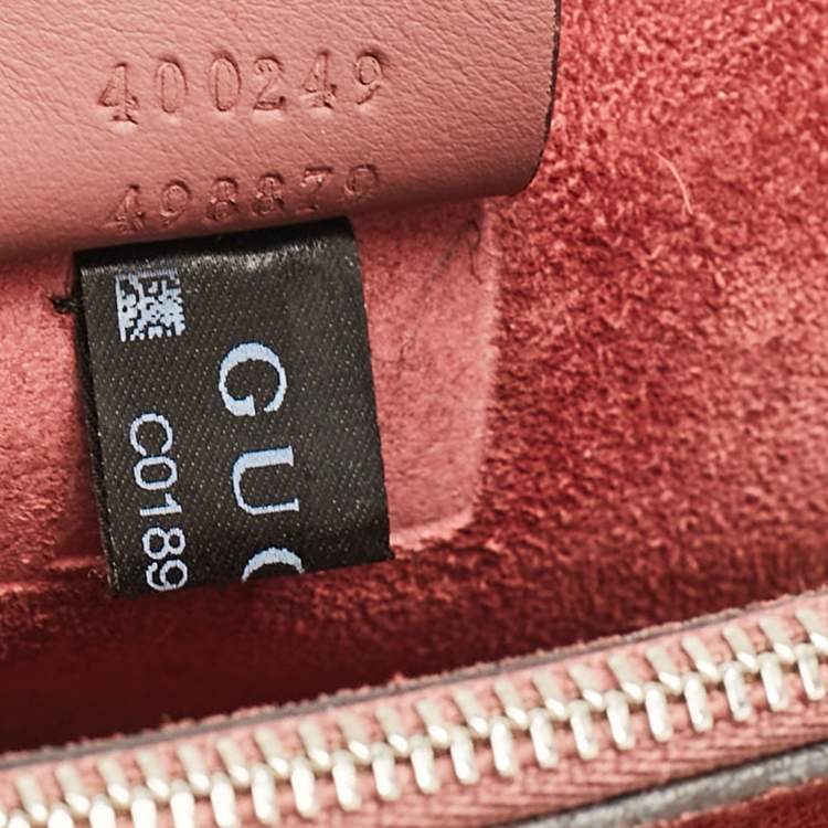 Pre Owned Gucci Pink/Beige Signature Coated Canvas and Suede Small Dionysus Shoulder Bag