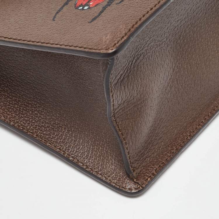 Pre Owned Gucci Brown Leather Medium Bamboo Web Falena Top Handle Bag