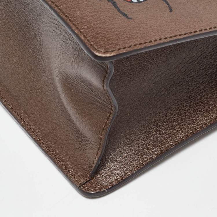 Pre Owned Gucci Brown Leather Medium Bamboo Web Falena Top Handle Bag