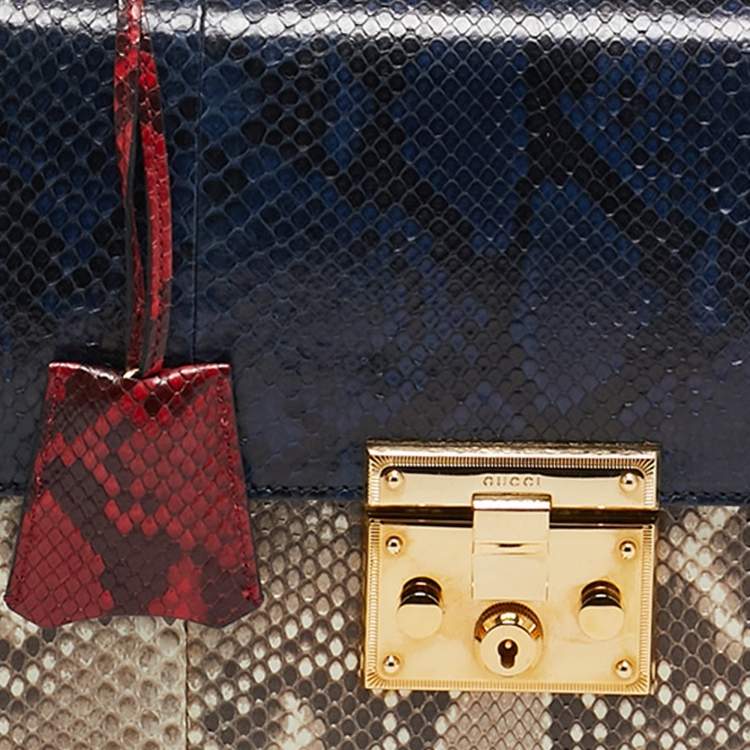 مملوكة مسبقًا Gucci Tricolor Python Medium Padlock Shoulder Bag