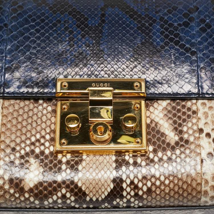 مملوكة مسبقًا Gucci Tricolor Python Medium Padlock Shoulder Bag