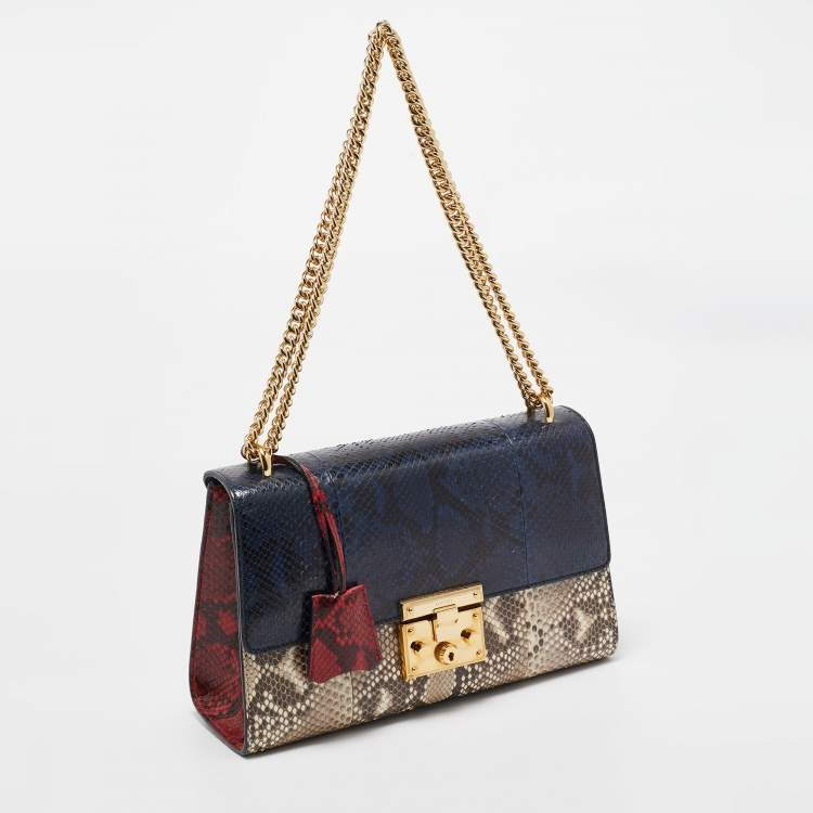 مملوكة مسبقًا Gucci Tricolor Python Medium Padlock Shoulder Bag