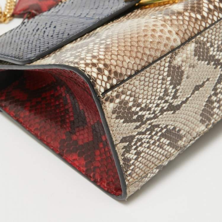مملوكة مسبقًا Gucci Tricolor Python Medium Padlock Shoulder Bag