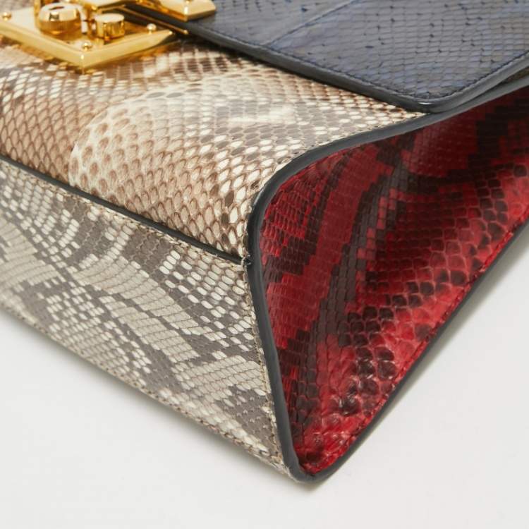 مملوكة مسبقًا Gucci Tricolor Python Medium Padlock Shoulder Bag