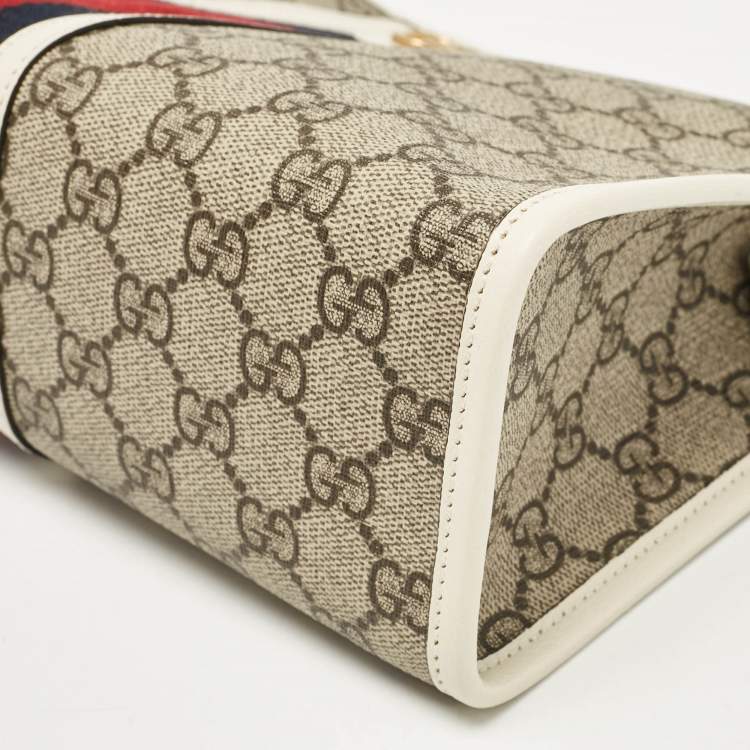 Pre Owned Gucci White/Beige GG Supreme Canvas Ophidia Pouch