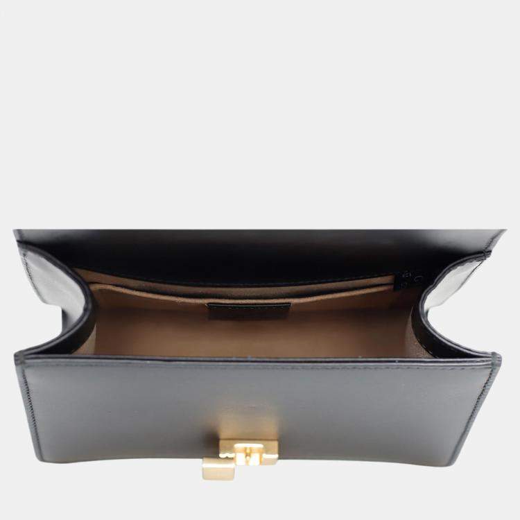 Pre Owned Gucci Black Calfskin Leather Mini Sylvie Chain Shoulder Bag 