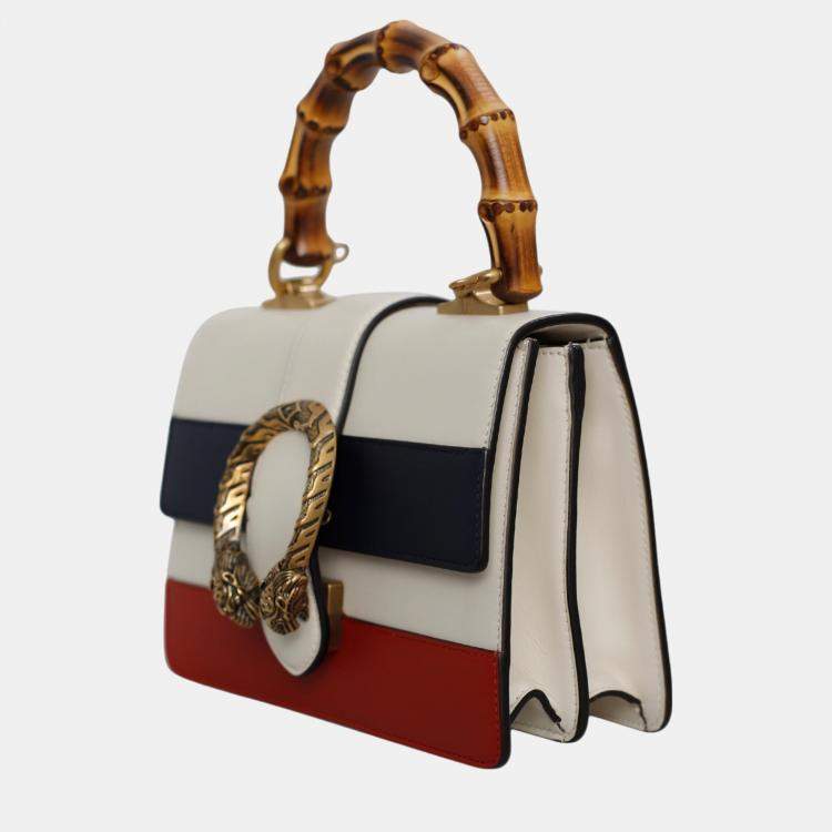 Pre Owned Gucci Tri Color Leather Mini Dionysus Bamboo Top Handle Bag
