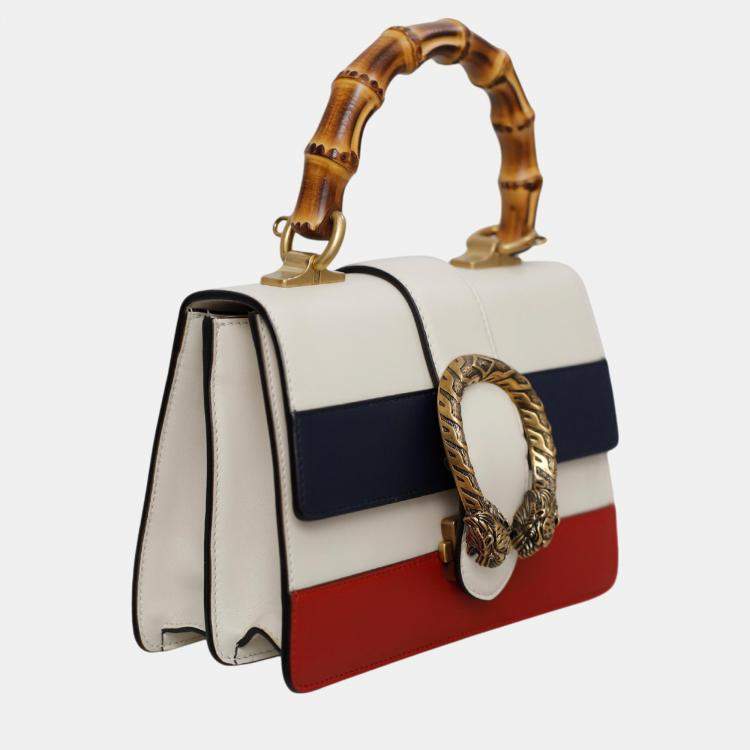 Pre Owned Gucci Tri Color Leather Mini Dionysus Bamboo Top Handle Bag