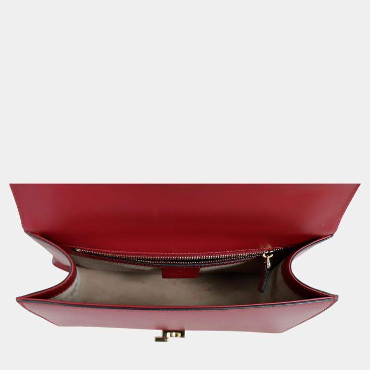Pre Owned Gucci Red Leather Small Sylvie Shoulder Bag