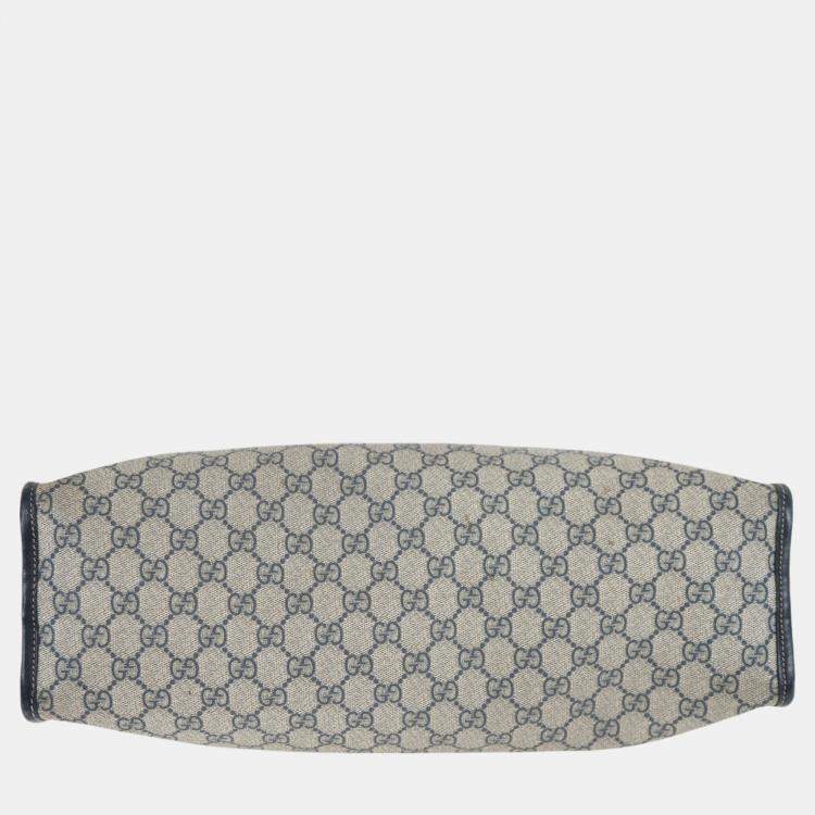 Pre Owned Gucci Navy Blue GG Supreme Canvas Vertical Web Loop Tote