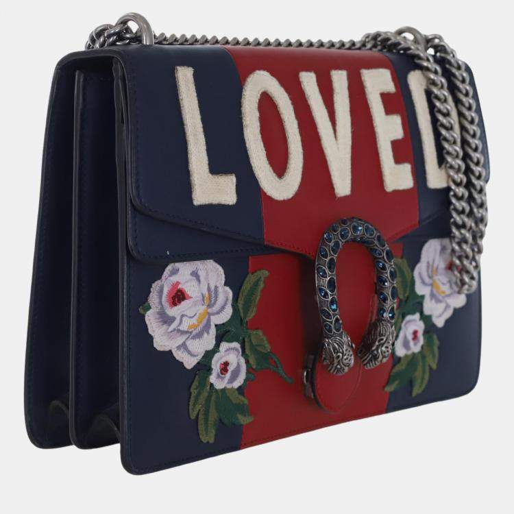 Pre Owned Gucci Red/Blue Leather Medium Loved Dionysus Shoulder Bag