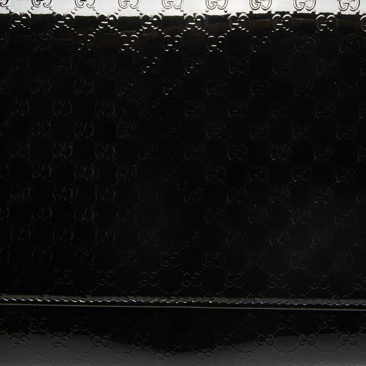 Pre Owned Gucci Black Microguccissima Patent Leather Medium Broadway Clutch